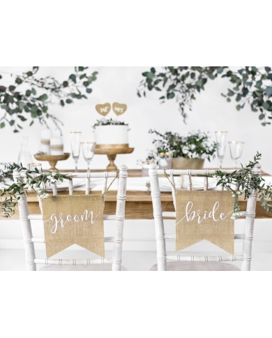 Panneaux pour chaises 'Bride & Groom' - Jute - The-Weddingshop