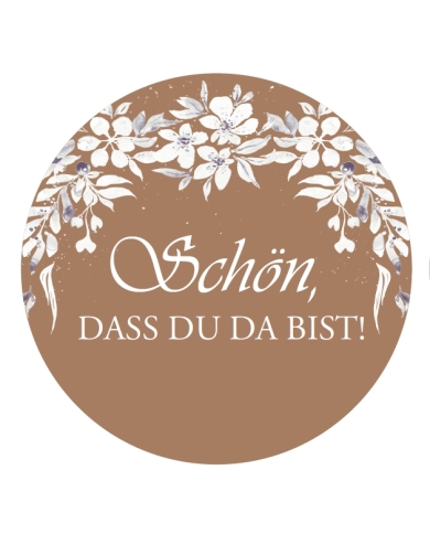 Autocollant 'Schön, dass du da bist - fleurs blanches'