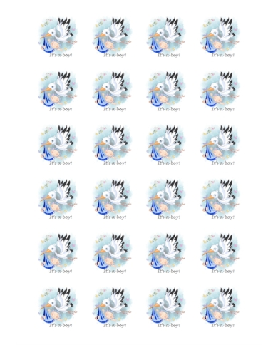 Aufkleber 'Storch mit Baby - It's a Boy'