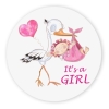 Autocollant 'Cigogne avec cœur - It's a Girl' - The-Weddingshop