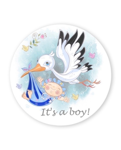 Aufkleber 'Storch mit Baby - It's a Boy'