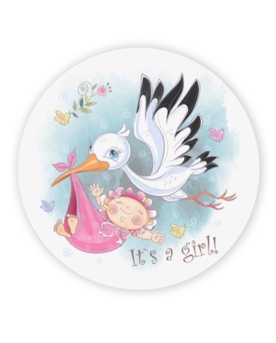 Aufkleber 'Storch mit Baby - It's a Girl'