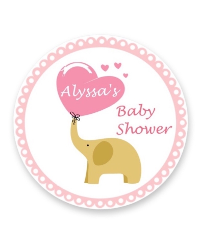 Babyparty - Aufkleber personalisiert 'Elefant Girl' - The-Weddingshop.ch