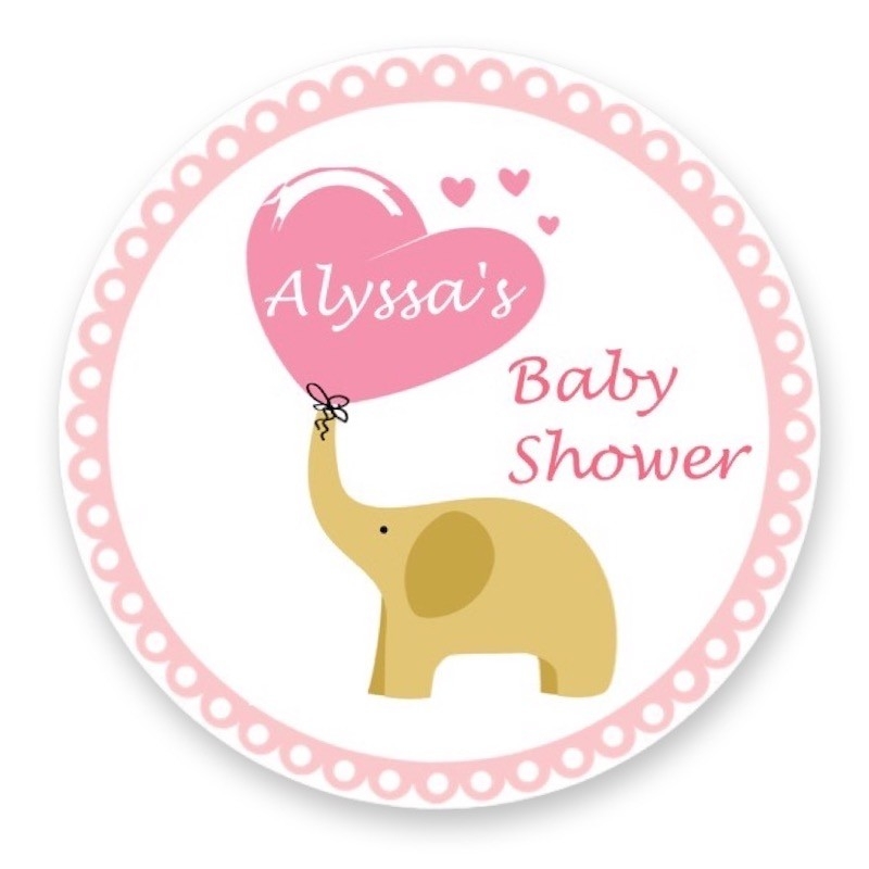 Babyparty - Aufkleber personalisiert 'Elefant Girl' 