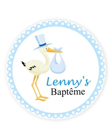 Aufkleber personalisiert 'Storch' - blau FR