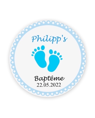 Autocollant personnalisé 'Pieds de bébé' - bleu française