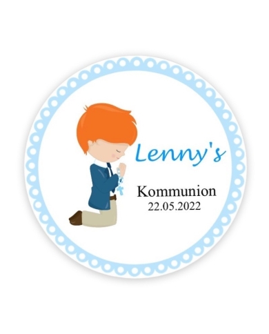 Aufkleber personalisiert 'Junge betend - Rot'