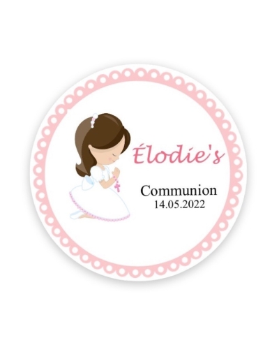 Autocollant personnalisé 'Fille priant - marron'