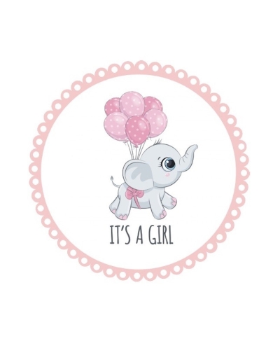 Autocollant 'Eléphant de bébé - It's a Girl'