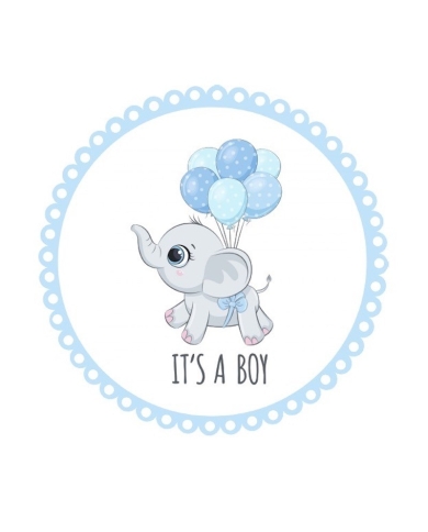 Autocollant 'Eléphant de bébé - It's a Boy'