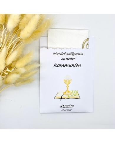 Serviettentasche / Tischkarte ‚Kelch & Bibel’