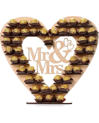 Tischdeko - Herz Schokoladenständer 'Mr & Mrs' - The-Weddingshop