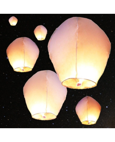 10 x Lanternes volantes blanches (100%biodégradable) - The-Weddingshop