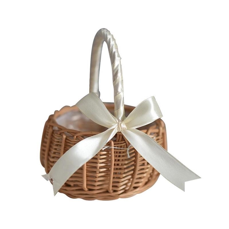 Streukörbchen 'Rattan mit Schleife' - The-Weddingshop.ch