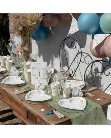 Pappteller 'Herz mit Blätter' (10 Stück)