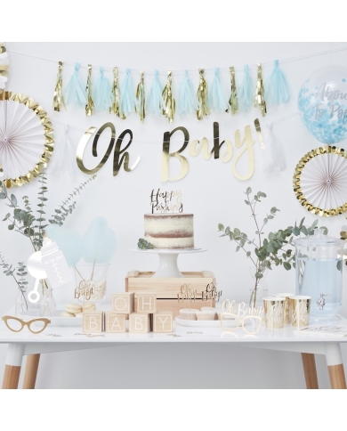 Guirlande Tassel bleu/dorées