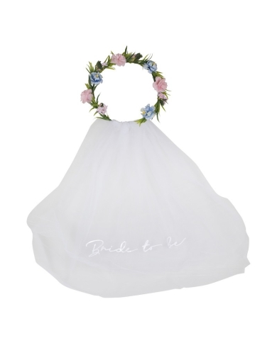 Voile 'Bride to Be' avec Couronne de Fleurs