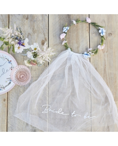 Voile 'Bride to Be' avec Couronne de Fleurs