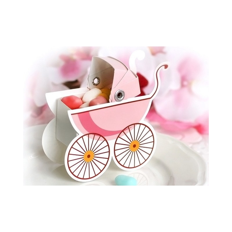 10 Kinderwagen Kartonagen rosa