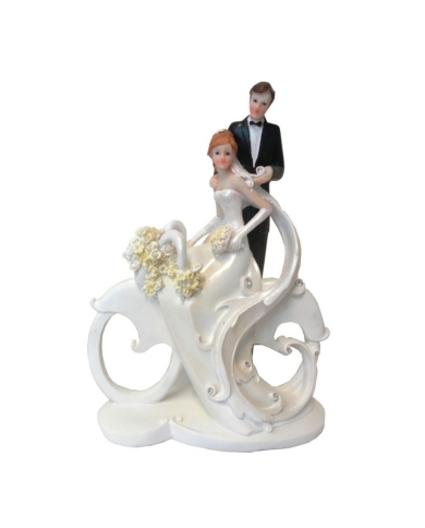 Grand figurine des mariés 'Couple sur le vélo' - The-Weddingshop