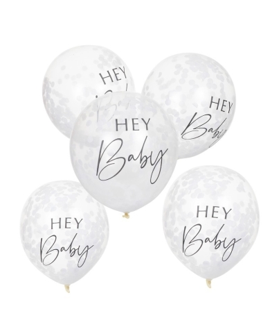 Konfetti Ballons 'Hey Baby' (5 Stück)