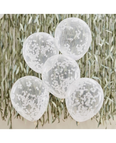 5 Ballons Confettis 'Hey Baby'