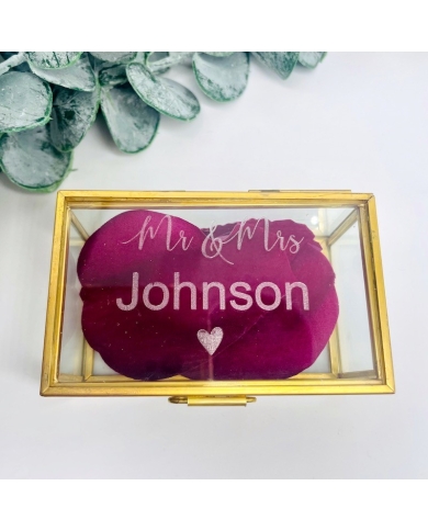 Personalisierte Ringbox aus Glas 'Mr & Mrs' - The-Weddingshop