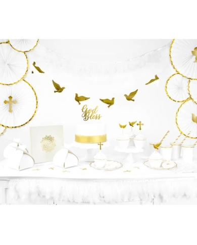 Papierfächer Set - weiss mit Goldrand (3 Stück)