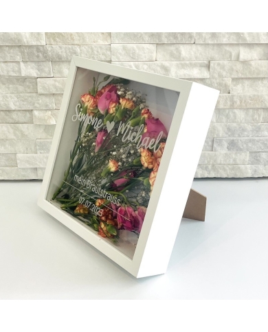 Cadre photo personnalisé pour le bouquet de mariée