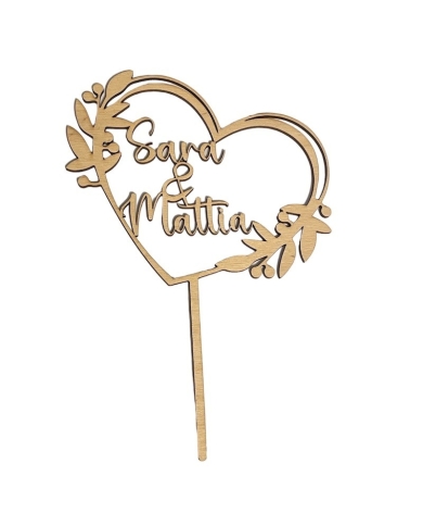 Cake Topper ‚Herz’ personalisiert - Holz