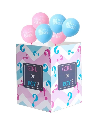 Babyparty -Ballonbox 'Girl or Boy' inkl. Luftballons - The-Weddingshop