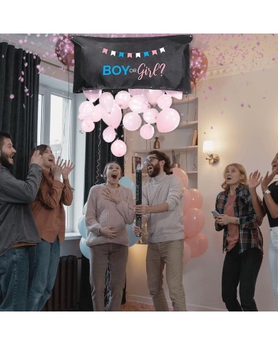Sac à ballons avec ballons 'Boy or Girl'