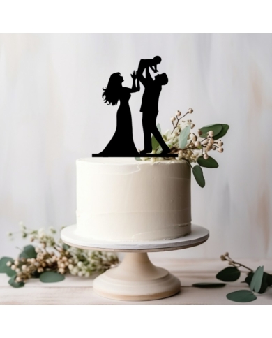 Tortenfigur - Cake Topper 'Brautpaar mit Baby' - The-Weddingshop