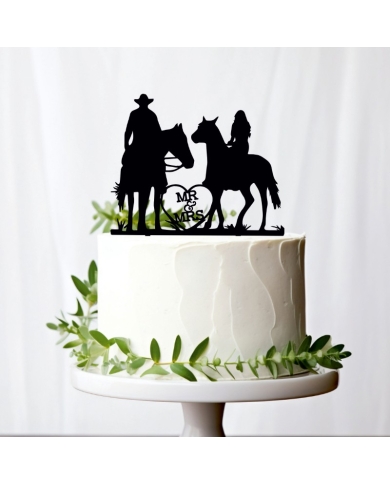 Cake Topper - Cake Topper 'Cowboy couple de mariés' - The-Weddingshop