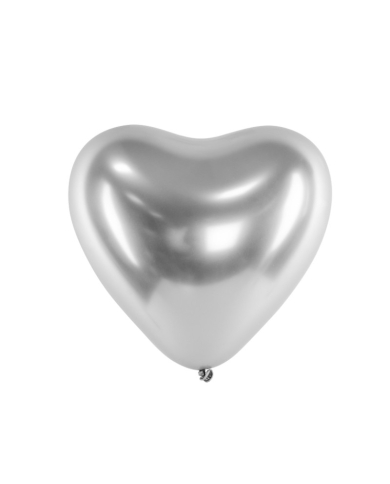 Ballons coeur chromé - argent