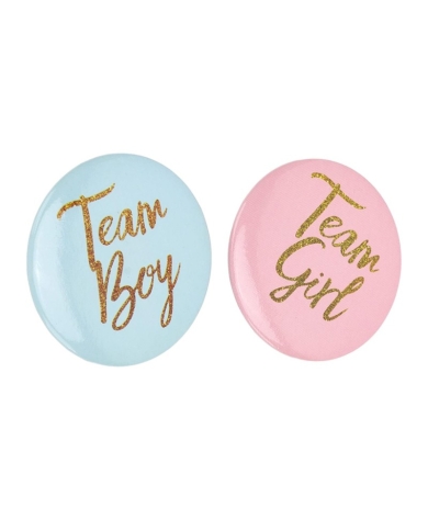 12 x Button Team Girl/Team Boy  - The-Weddingshop