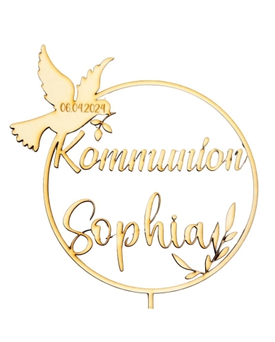 Cake Topper ‚Taube’ personalisiert - Holz