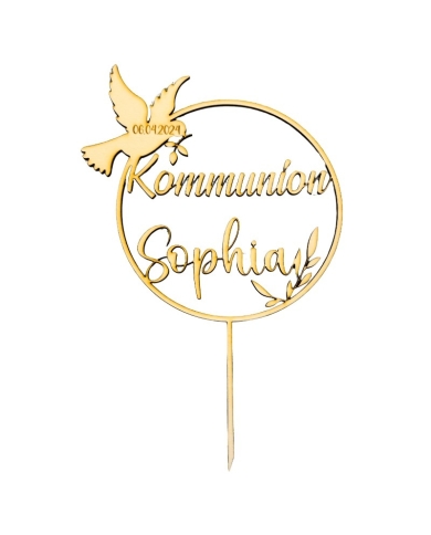 Cake Topper ‚Taube’ personalisiert - Holz
