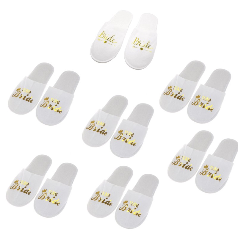 Set Pantoufle Slipper 'Team Bride' (7 pièces) - The-Weddingshop