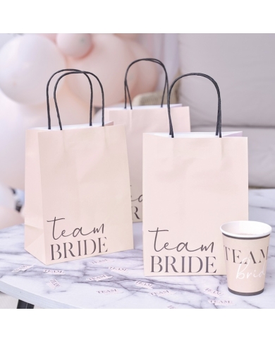 EVJF - 5 Sacs en papier rose EVJF 'Team Bride' - The-Weddingshop