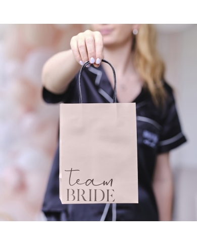 5 Sacs en papier rose EVJF 'Team Bride'