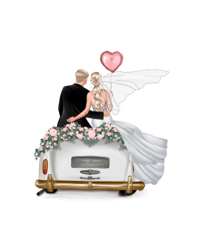 Personalisierter Bilderrahmen 'Brautpaar im Auto' - The Weddingshop