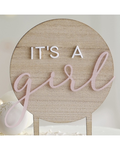 Cake Topper 'It's a Girl' - Holz