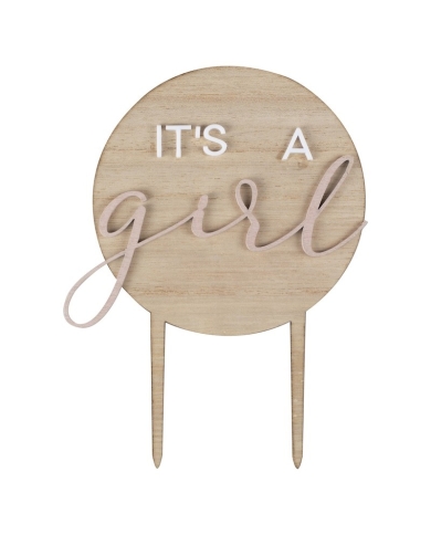 Babyparty - Cake Topper 'It's a Girl' - Holz - The-Weddingshop