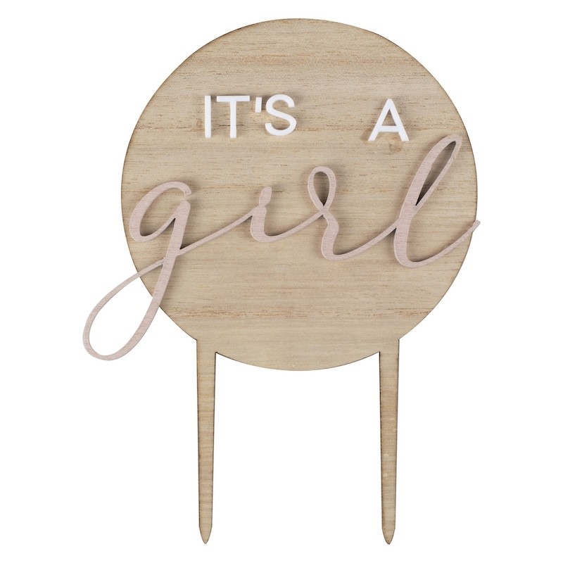 Babyshower - Cake Topper 'It's a Girl' - bois - The-Weddingshop