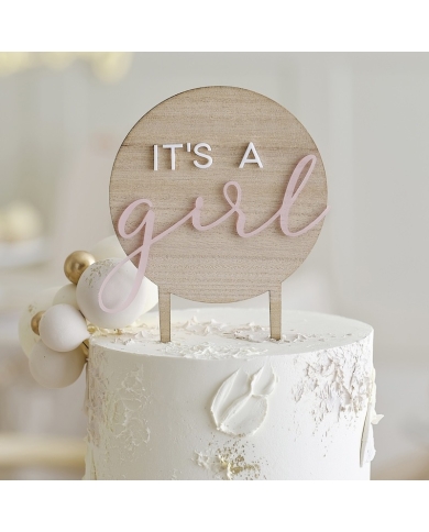 Babyparty - Cake Topper 'It's a Girl' - Holz - The-Weddingshop