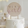Cake Topper 'It's a Girl' - Holz