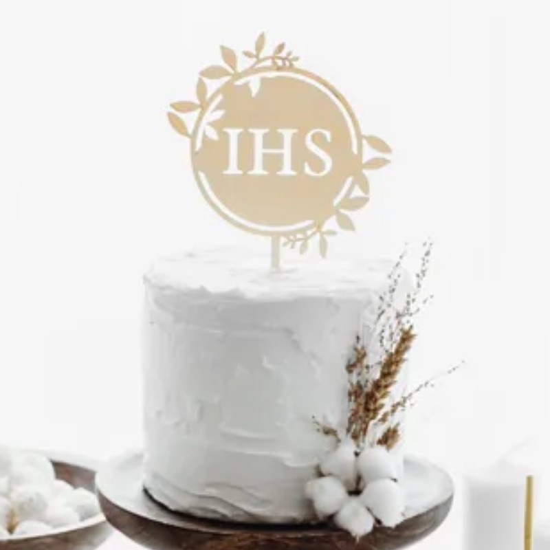 Cake topper 'IHS' - bois