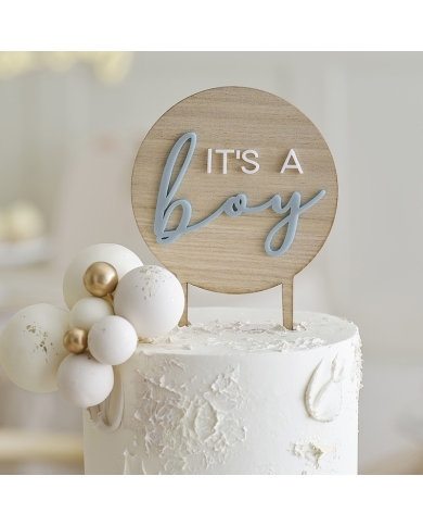 Babyparty - Cake Topper 'It's a Boy' - Holz - The-Weddingshop