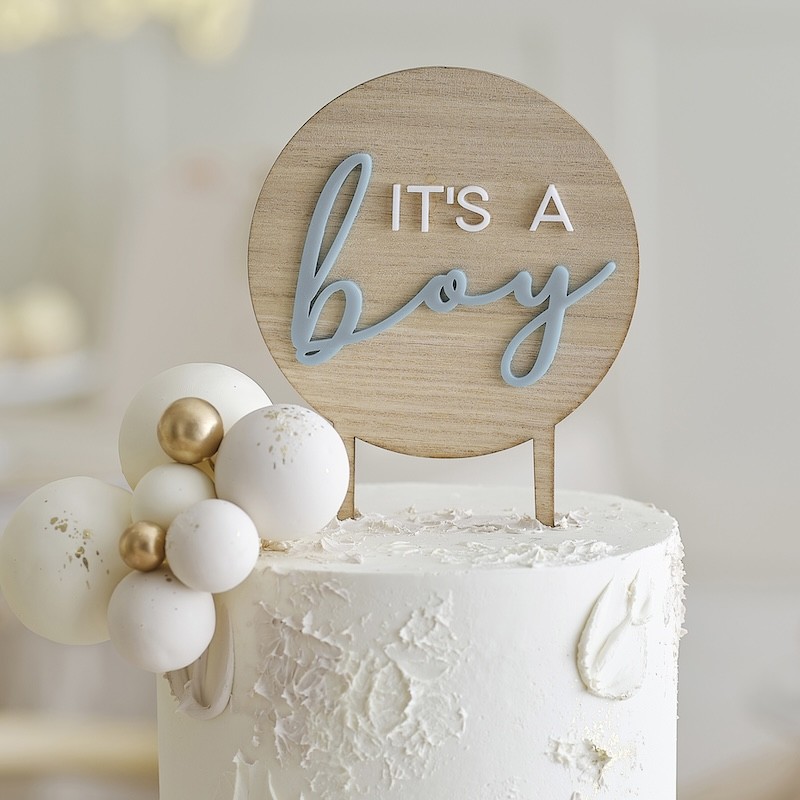 Babyparty - Cake Topper 'It's a Boy' - Holz - The-Weddingshop